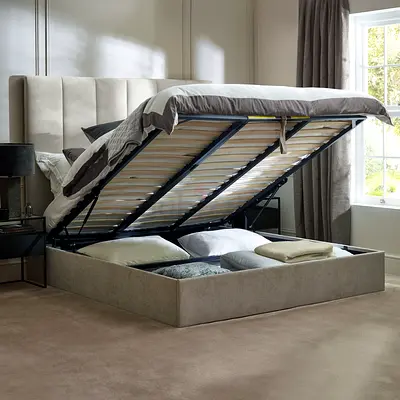 Tall stitching headboard queen hydraulic bed