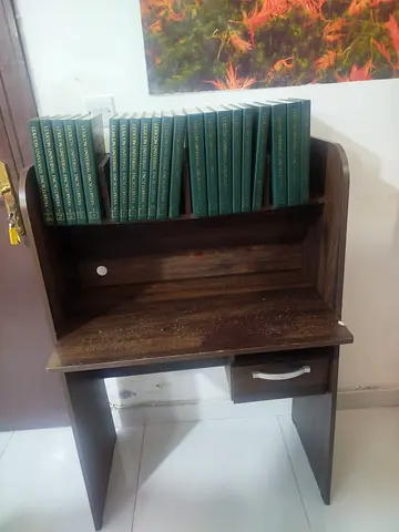 Encyclopedia/Reference Book Set (green hardbacks) - Complete collection on small desk