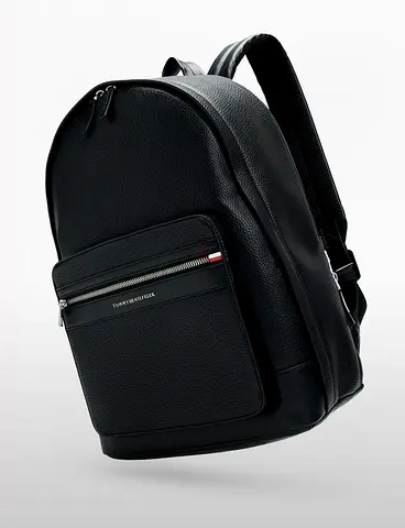 Tommy Hilfiger Black Leather Backpack -