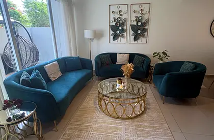 Green Velvet 3-Piece Living Room Sofa Set with Armchair — Modern Curved Design