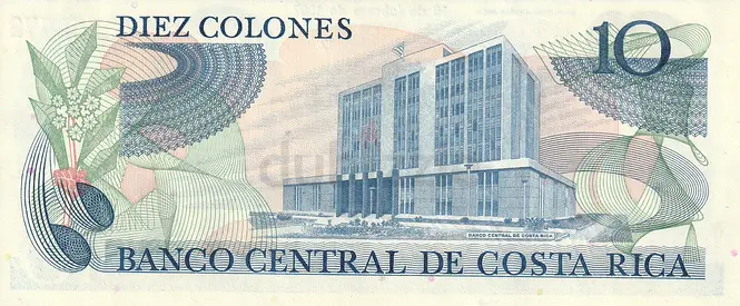COSTA RICA 10 COLONES BANKNOTE 1987