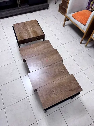 Set of 1 Wooden Coffee / Side Table with Metal Frame