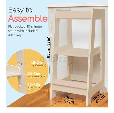 Wooden Learning Tower for Toddlers Adjustable Height Kitchen Helper