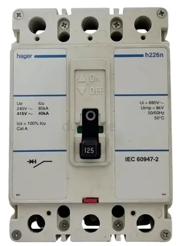 Hager H226N 125A 3-Pole MCCB Circuit Breaker - New