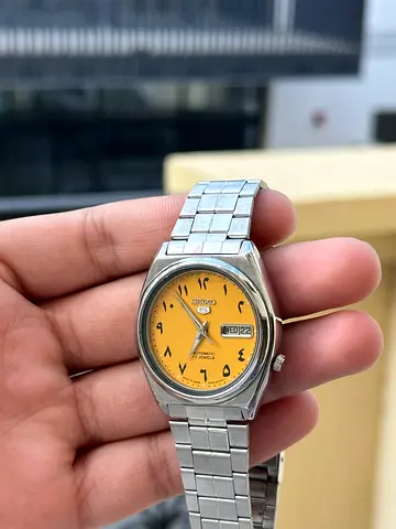 Seiko 5 Automatic Watch Arabic dial Yellow Color