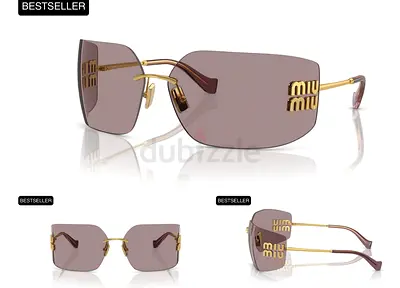 Authentic Miu Miu Rimless Logo Sunglasses - Brown/Gold