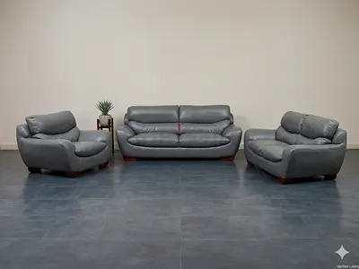 Grey Leather Sofa  Set 3+2+1