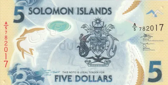 SOLOMON ISLAND 5 DOLLARS BANKNOTE 2019