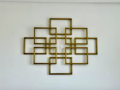 Modern Gold Interlocking Geometric Metal Wall Art