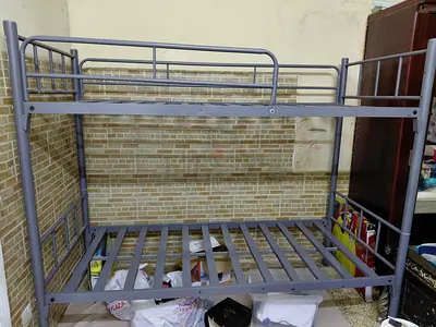 Detachable Grey Metal Bunk Bed. Very Good Condition. with 1 good quality mattress.