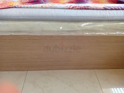 Wooden Bed Base with New Mattress (Good Condition)