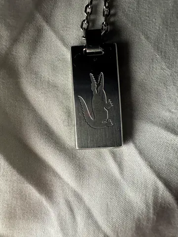 Stainless Steel Lacoste-Style Crocodile Pendant Necklace in mint condition with box