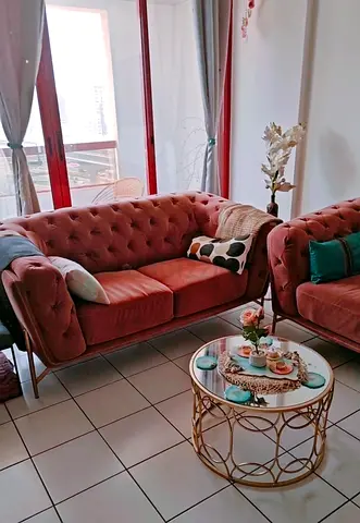 Blush Pink Velvet 2-Seater Sofa - Modern Chesterfield Style