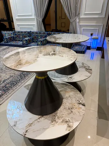 Set of 2 Modern Marble-Top Nesting Coffee Tables