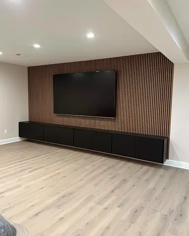 Floating TV Console Cabinet - Modern Wall-Mounted Media Unit (Black)