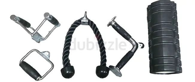 Set of Gym Cable Attachments with Foam Roller