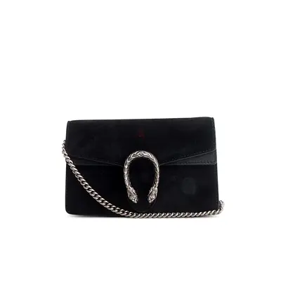 Authentic Gucci Black Suede Super Mini Dionysus Shoulder Bag