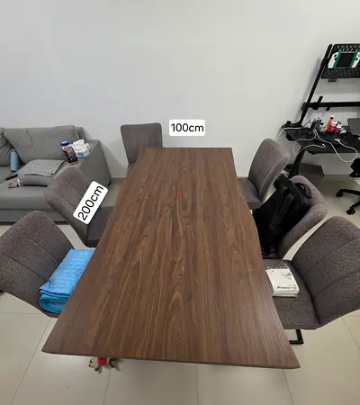 Wooden Dining Table with 6 Chairs - 200cm x 100cm