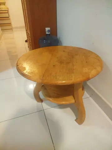 Solid Wood Round Side Table / Nightstand - Light Finish