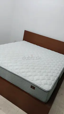 Ikea Malm Double Bed Frame with Mattress - Wooden Headboard, Good Condition