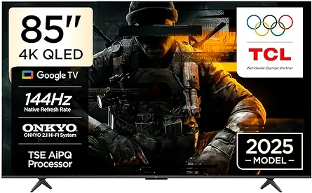85 Inch TV, 144hz refresh rate, 2025 model, 1 year arranty TCL brand