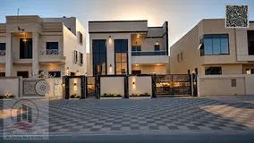 Villa for sale in Ajman, Al Zahia area. 5 master bedrooms, living room, majlis, and maid's room.