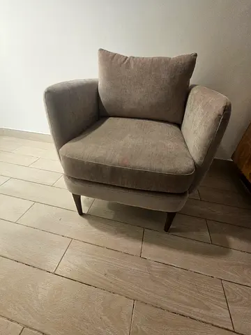 Comfortable Beige Accent Armchair with Cushion