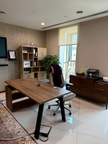 Wooden Office Desk with Matching Shelving and Storage - Used