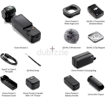 DJI Osmo Pocket 3 with Mic 2  Accessories - Full Kit