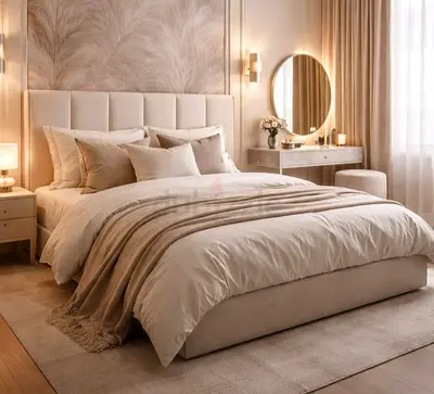 Beige colour king size Bed