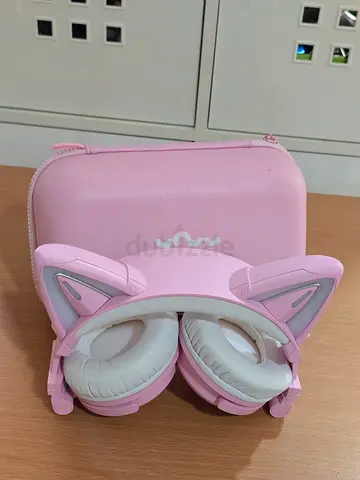Pink Cat Ear Wireless Headphones with Carry Case