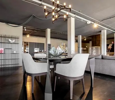 MolteniC Diamond Square Table Designed by Patricia Urquiola Carrara marble and chrome frame L