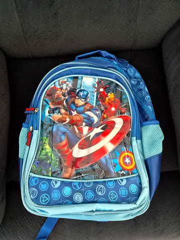 Blue Avengers Kids Backpack with Captain America Print