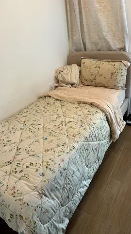Single bed with floral bedding and headboard - good condition