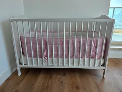 Nearly New IKEA Baby Cot + Complete Bedding Set