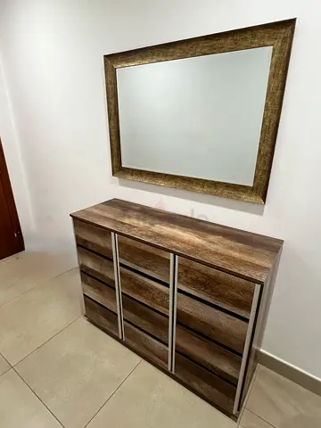 Wood-Effect Hallway Console Cabinet with Matching Mirror