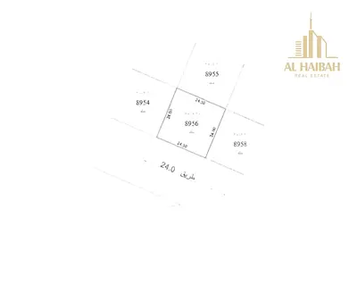 Residential land for sale in Sharjah, Al Baleedah 1 area Very prime location on a 24-square-meter street, close to the park and mosque