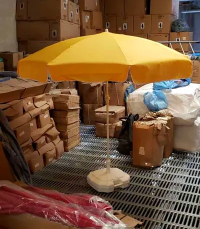 Yellow Outdoor Patio Parasol / Beach Umbrella with Base