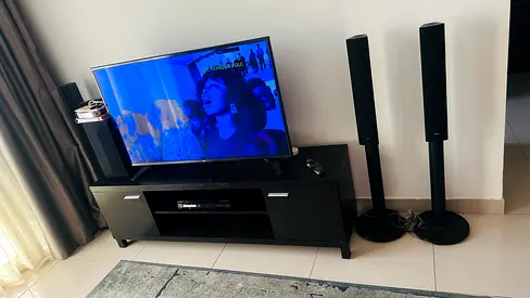 5.1 Home Theater Speaker System with AV Receiver and TV Stand
