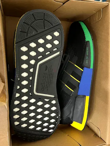 Adidas NMD R1 Sneakers - Black with Multi-color Midsole (Used)