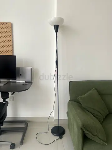 Simple Black Floor ikea Lamp with White Shade - Good Condition