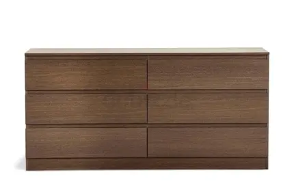 Malmo Dressing Table 6-Drawer - Dark Walnut Finish