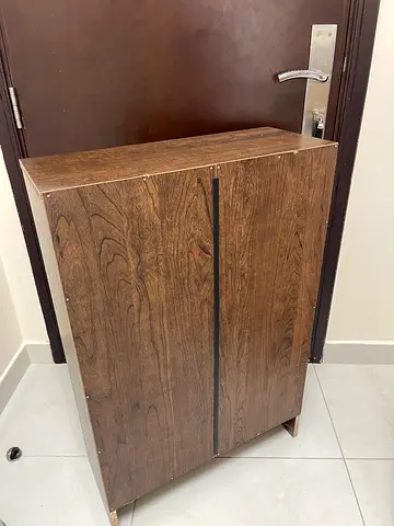 Compact Wooden Shoe Cabinet / Small Storage Cupboard - Dark Oak Finish