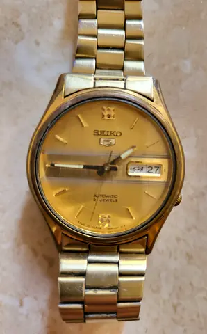Seiko 5 Automatic Gold-Tone Mens Watch (Day/Date)