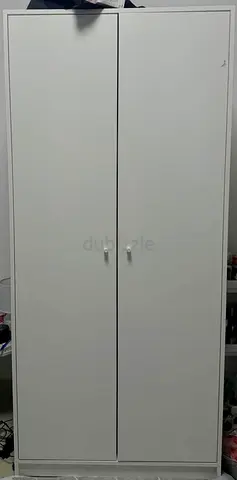 Simple White 2-Door Wardrobe — Good Condition