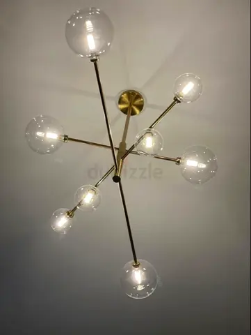 Modern golden finish Multi-Arm Ceiling Light with Glass Globes