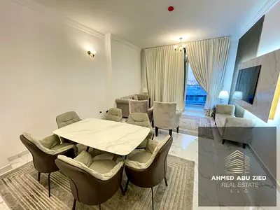 Luxury two-bedroom furnished apartment for annual rent in Al Rashidiya 1, Ajman, Al Waha Towers. Pa
