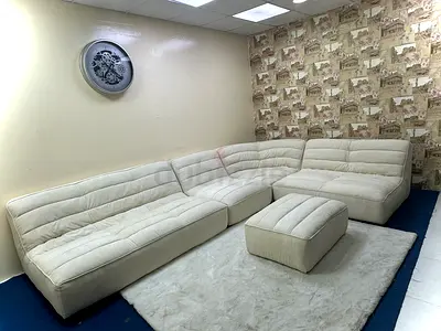 Marina home beige color corner sofa