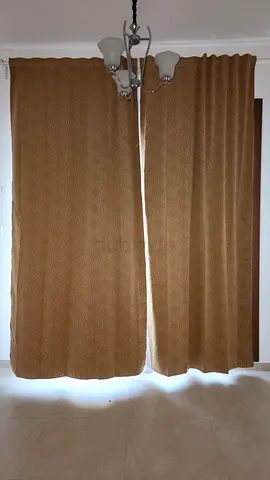 Ikea Beige Thermal 2 Blackout Curtains+2 sheer curtain+Hugad  racka curtain rod set.