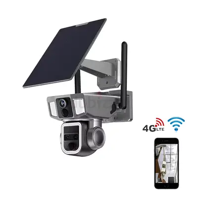 4G-WiFi-4K-8MP(10X) Solar Triple-lens Linkage Camera CCTV 9W Solar Panel